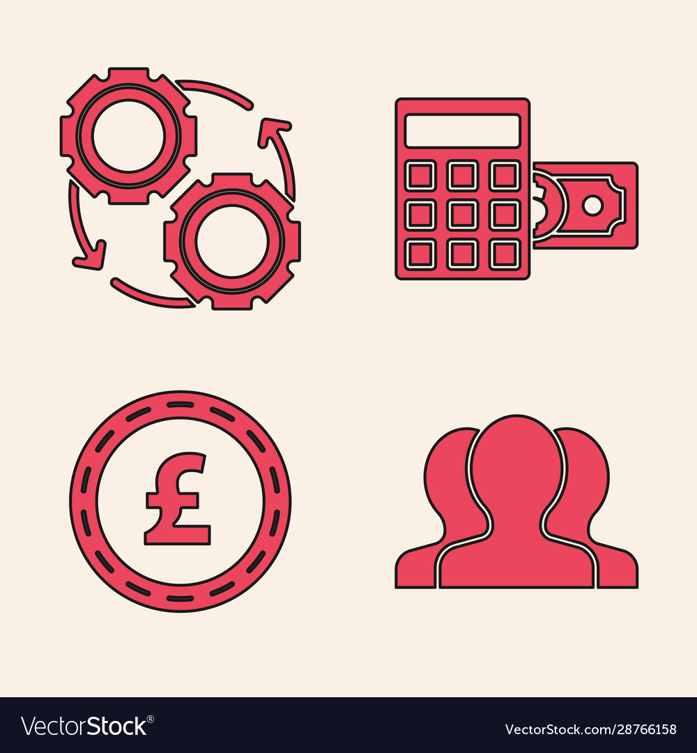 Set users group gear and arrows as workflow vector image Set users group gear and arrows as workflow