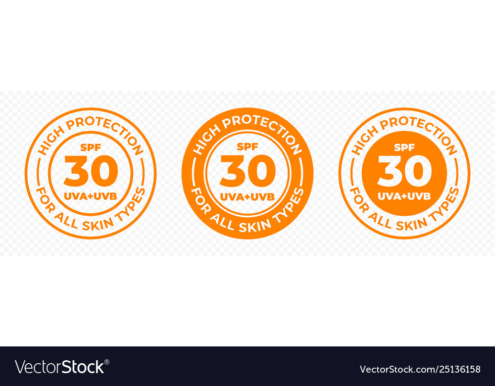 Spf 30 Sun Protection Uva And Uvb Icons Spf 30 Vector Image