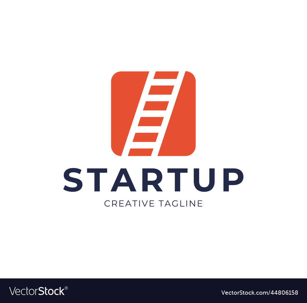 Startup step stairs ladder logo design square Vector Image