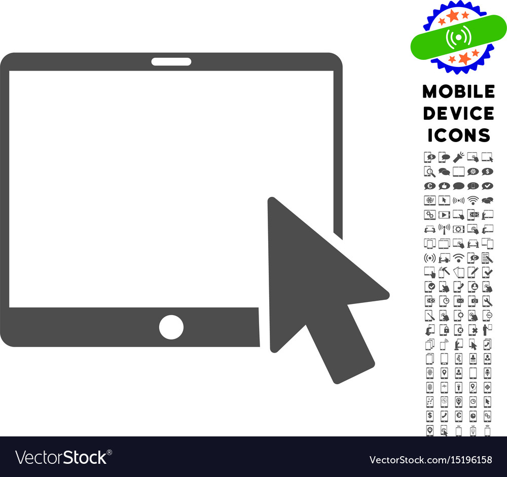 Tablet arrow pointer icon with set