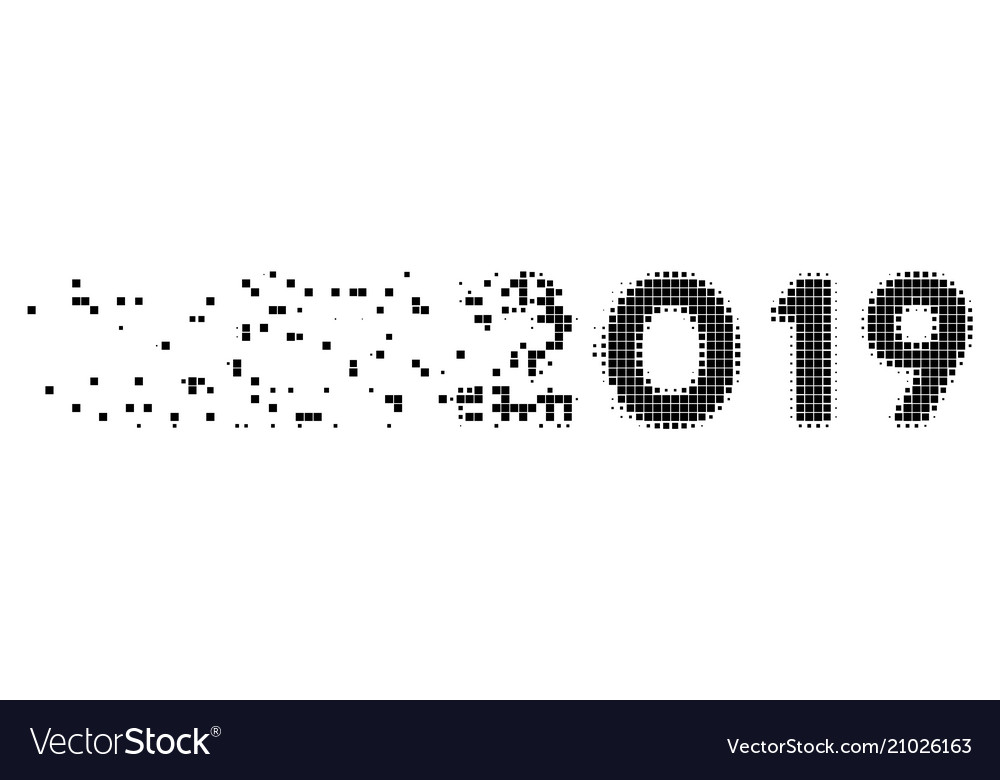 2019 year text decomposed pixel icon