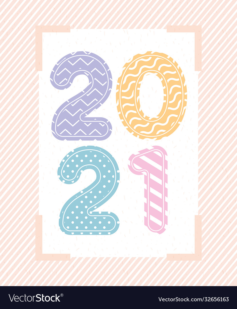 2021 multicolored number with lines and points