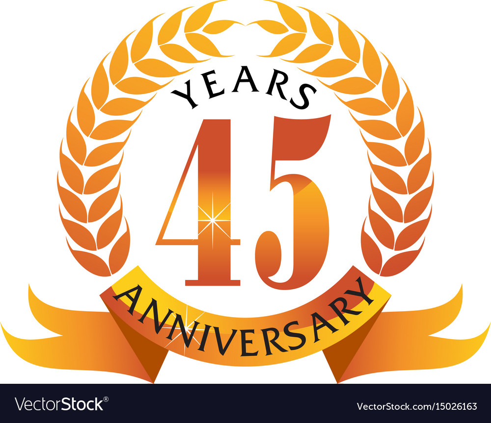 45 years ribbon anniversary Royalty Free Vector Image