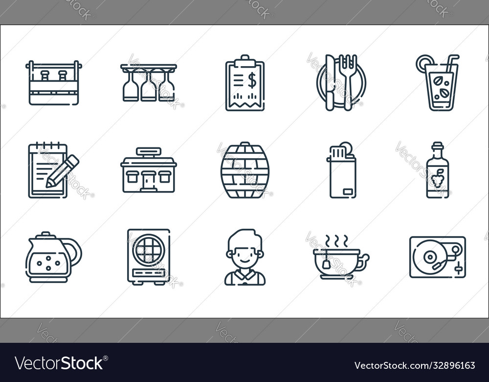 Bar line icons linear set quality vector image Bar line icons linear set quality