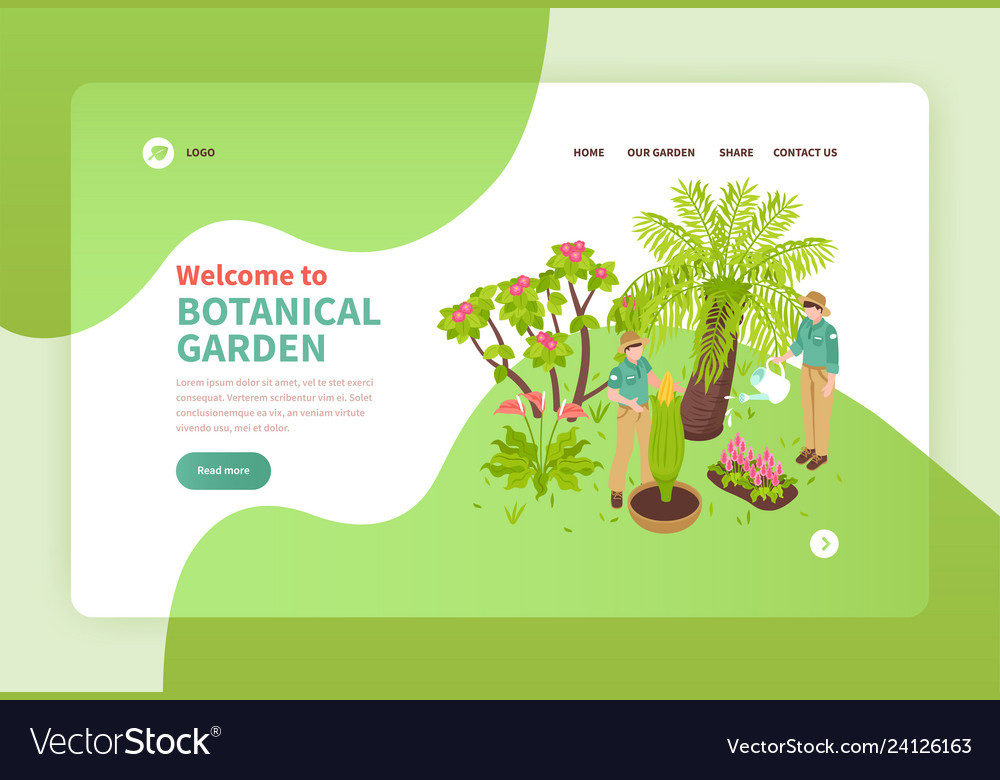 Botanical garden isometric banner Royalty Free Vector Image