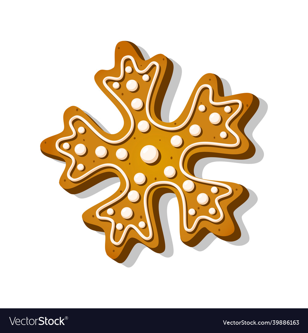 Christmas gingerbread cookie in snowflake shape