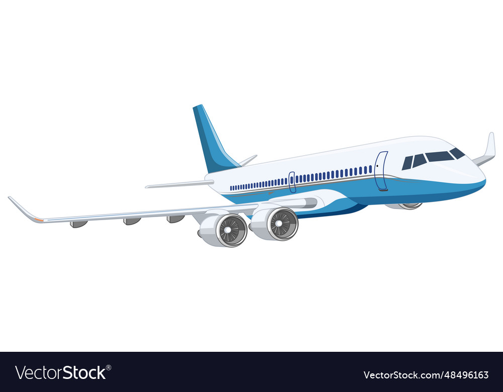 Commercial airplane flying isolated on white Vector Image