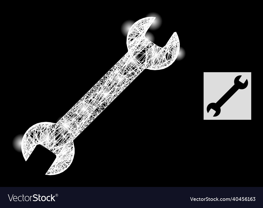 Constellation net mesh wrench with lightspots vector image Constellation net mesh wrench with lightspots