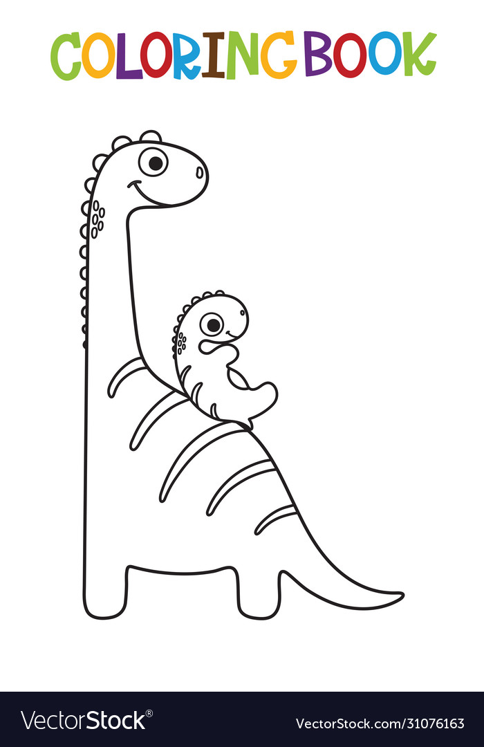 Cute Dino Coloring Book Royalty Free Vector Image 1682