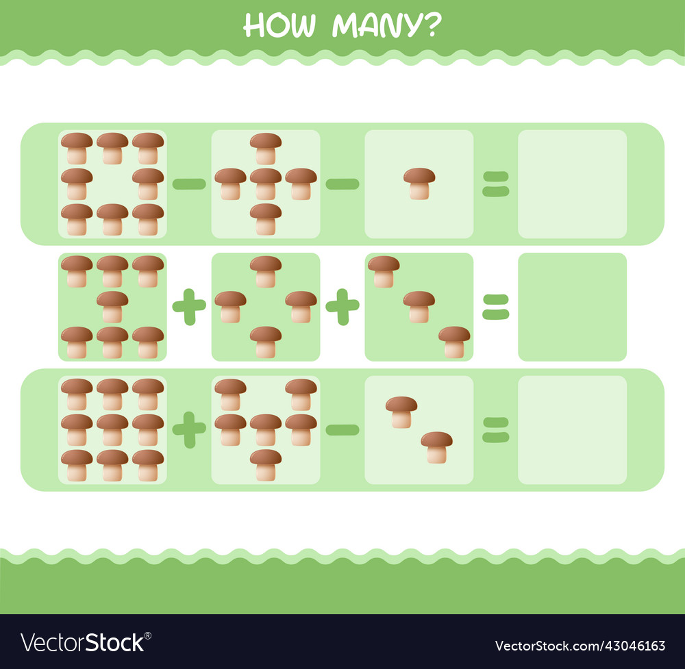 How many cartoon mushroom counting game