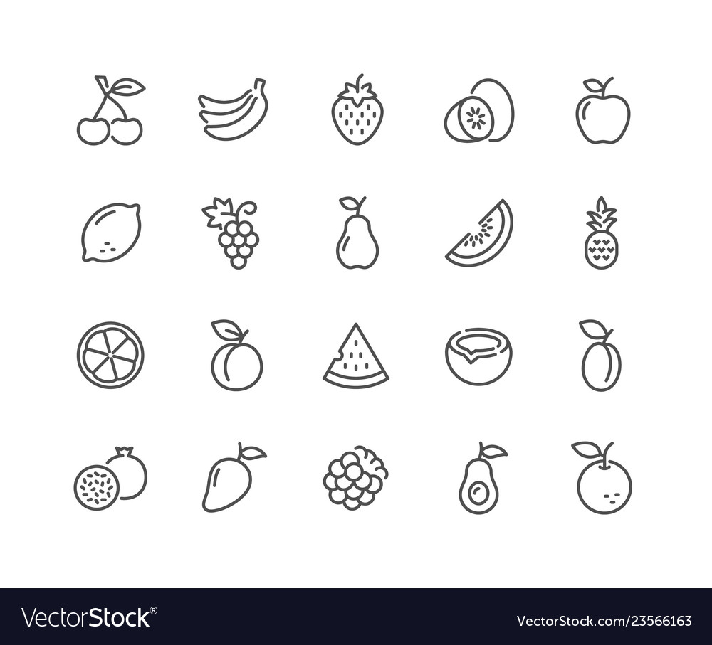 Line Fruits Icons Royalty Free Vector Image - Vectorstock