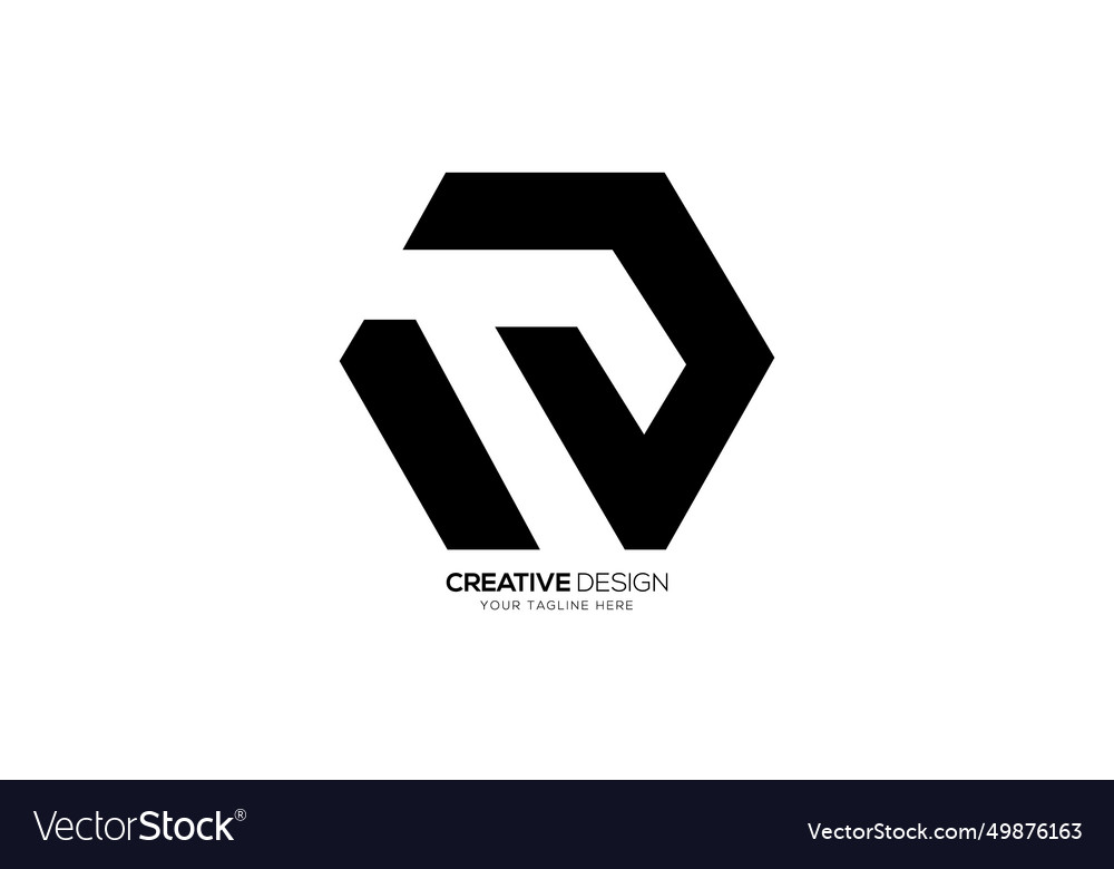 Modern hexagonal letter td or dt negative space
