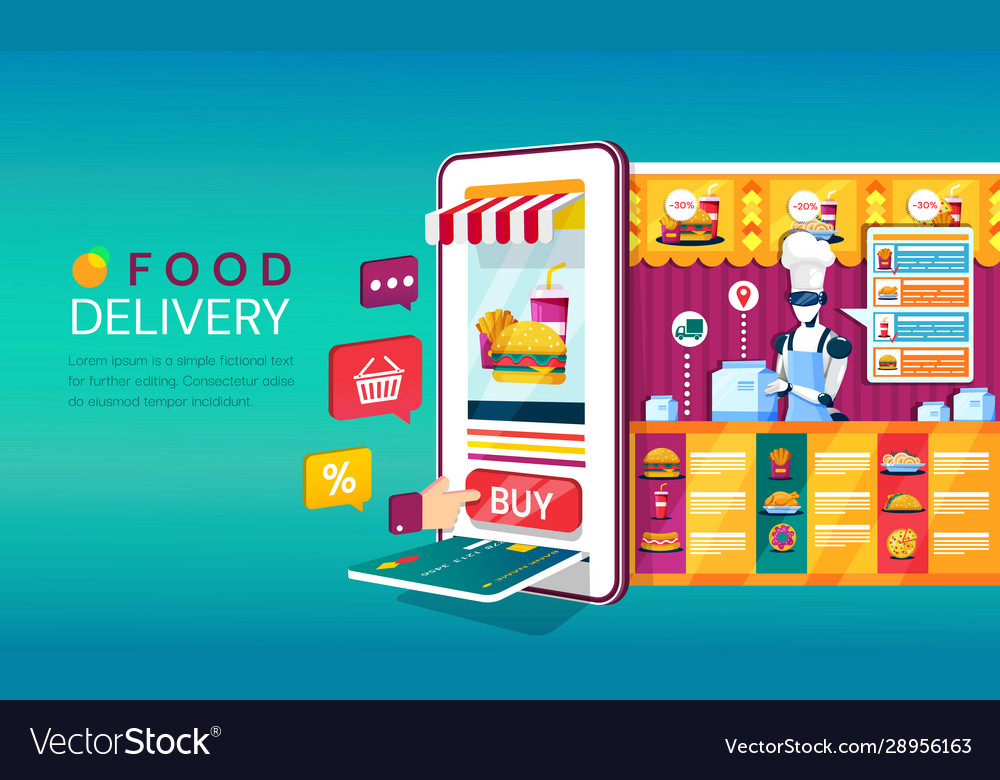 online-food-order-and-delivery-concept-royalty-free-vector