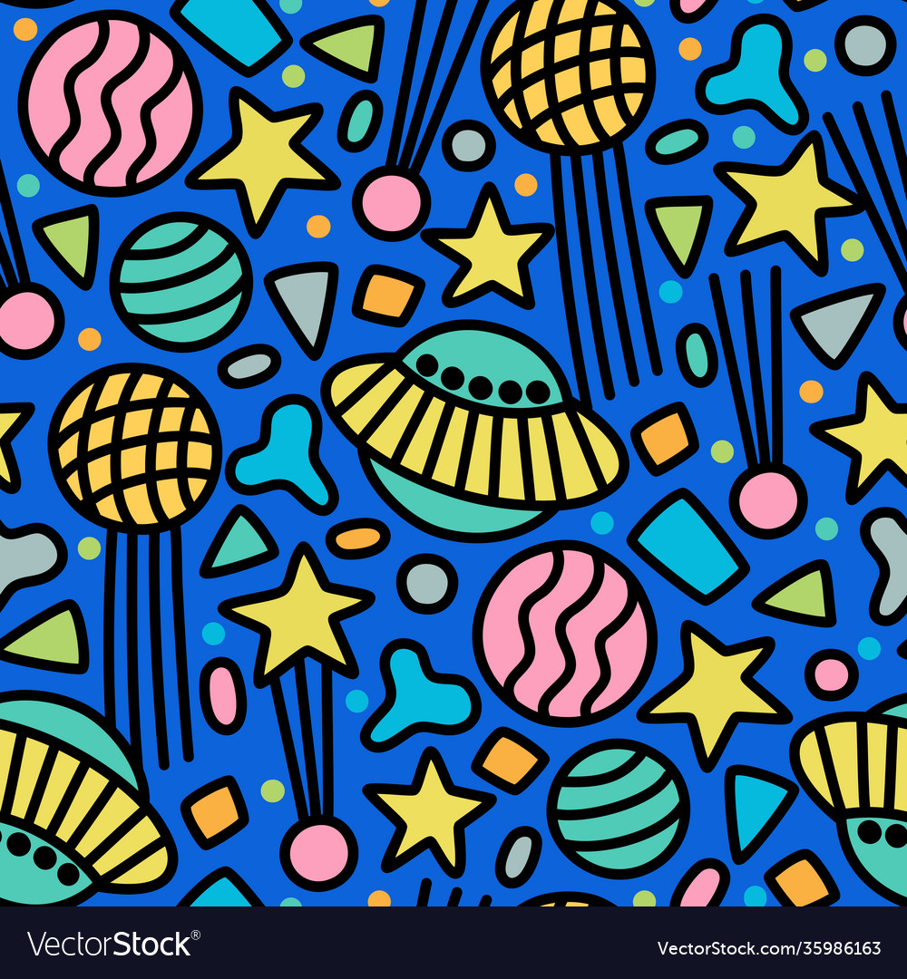 Seamless pattern with galactic spaceships vector image Seamless pattern with galactic spaceships