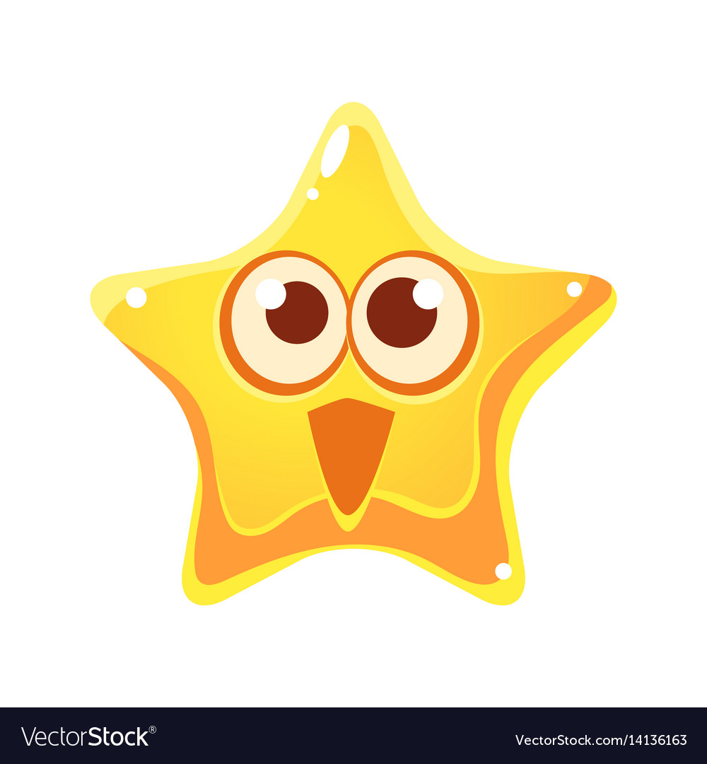 Surprised and happy emotional face of yellow star