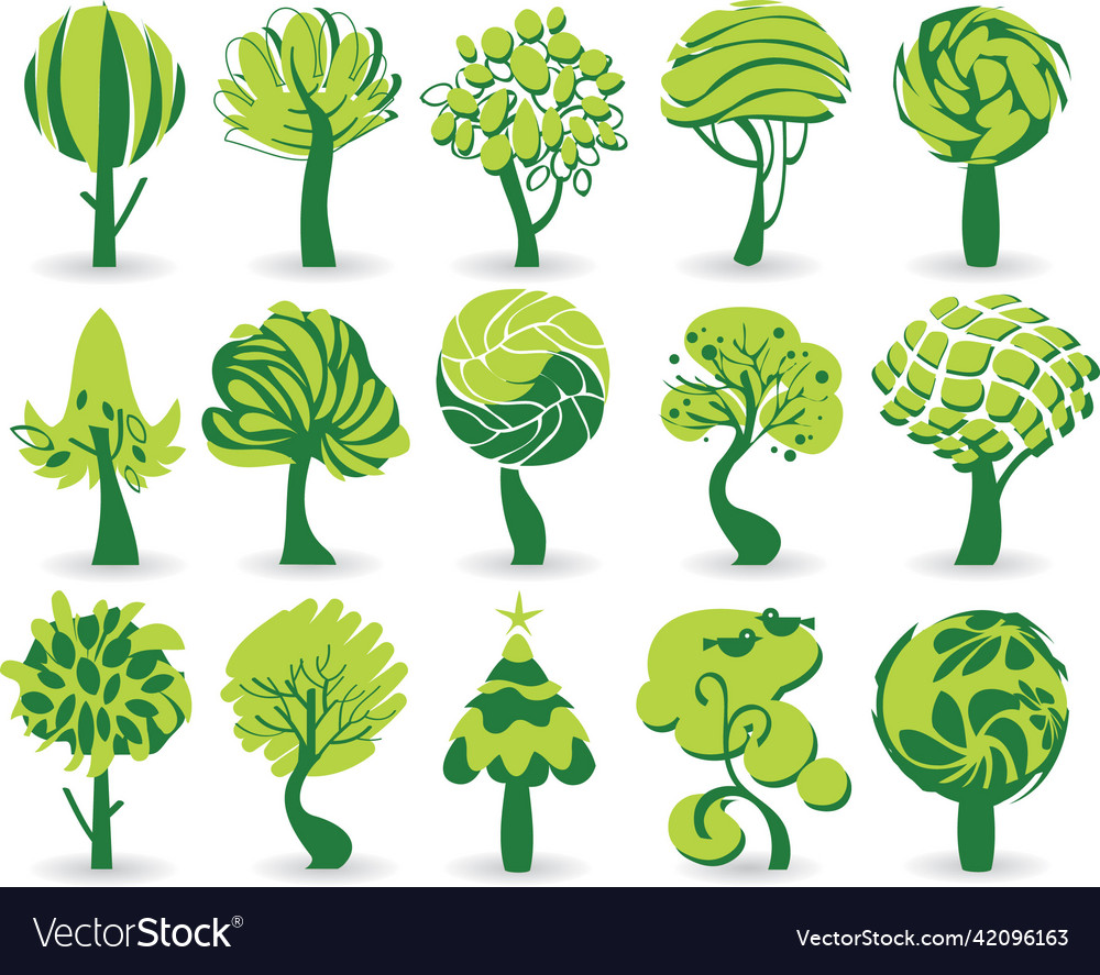 Tree design set Vector Image Tree design set
