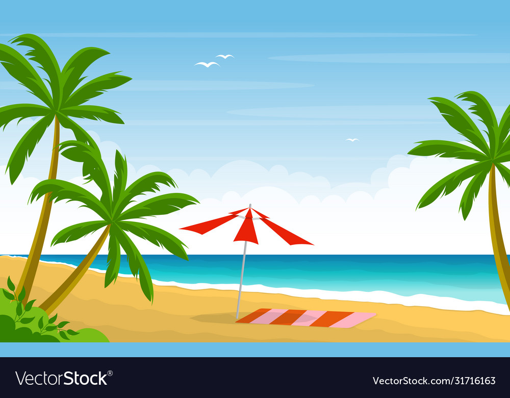 Vacation in tropical beach sea palm tree summer Vector Image