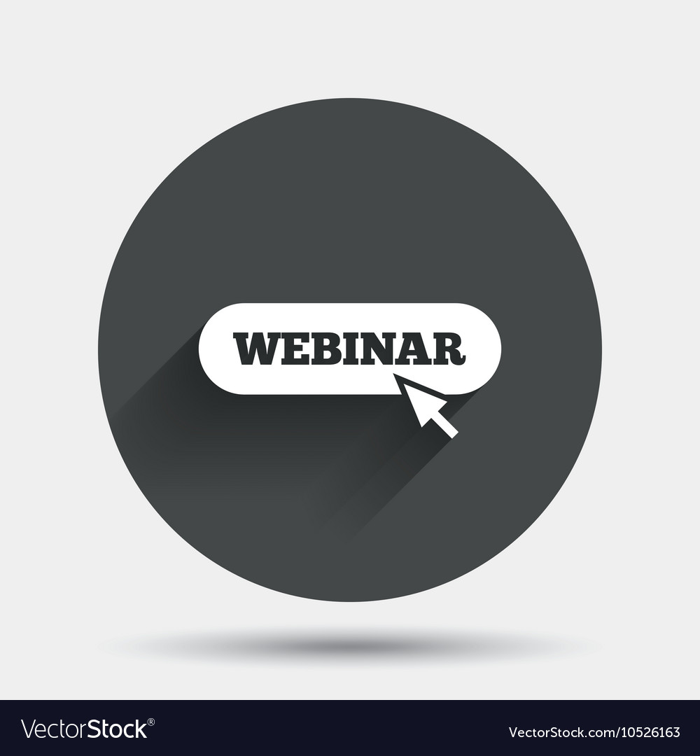 Webinar with cursor pointer sign icon web study