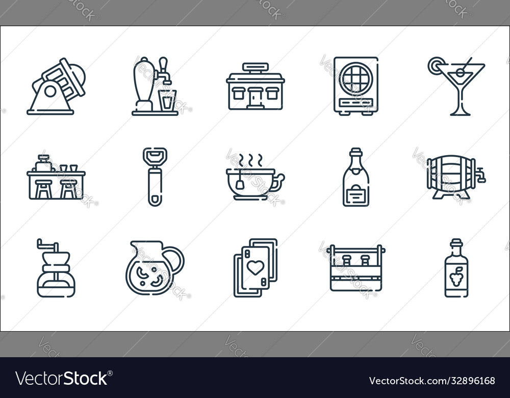 Bar line icons linear set quality