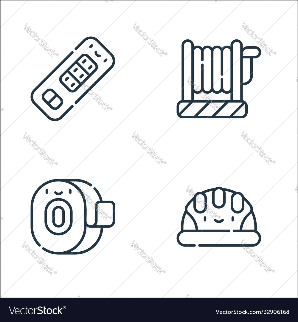 Electrician tools and line icons linear set vector image Electrician tools and line icons linear set