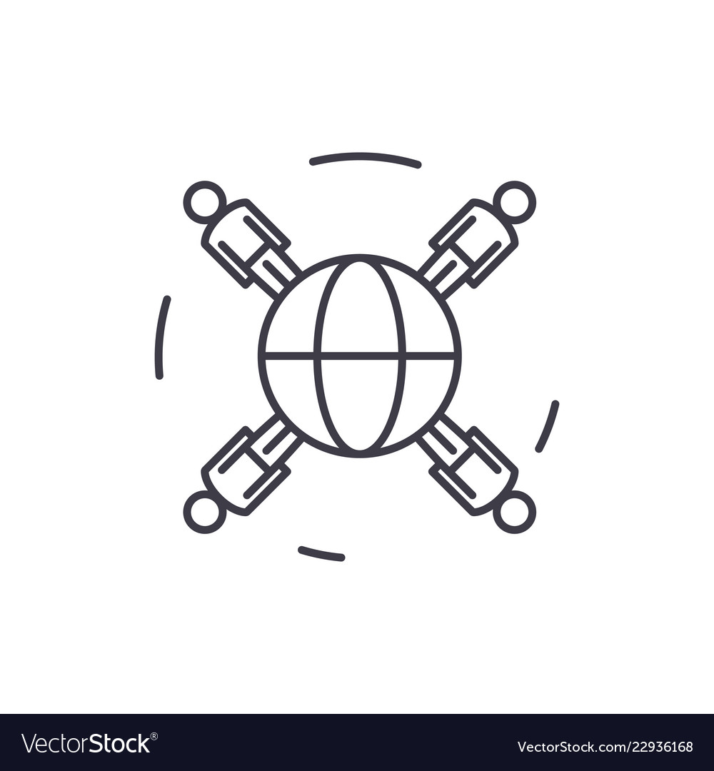 Global business networking line icon concept