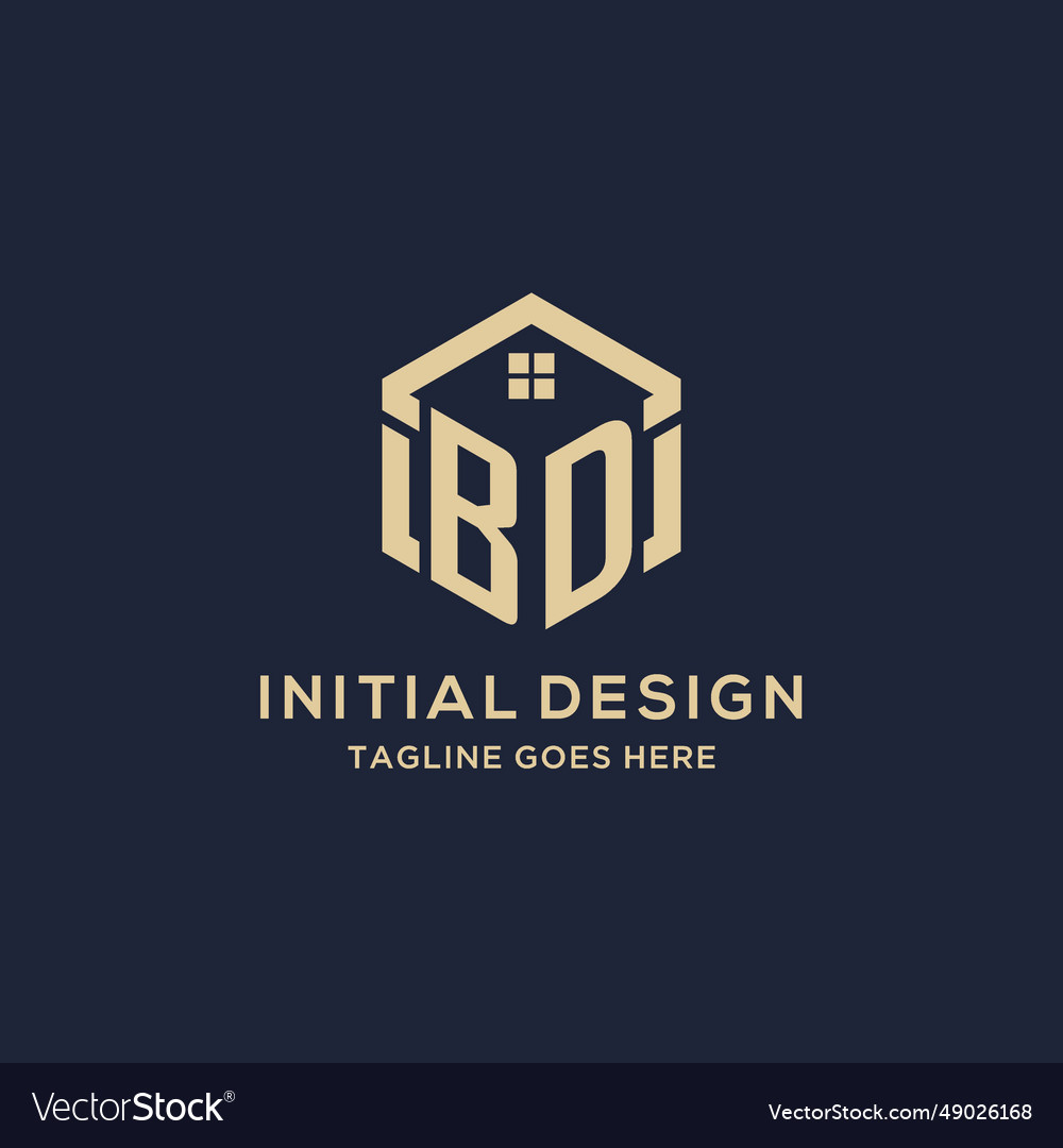 Initials bd logo with abstract home roof hexagon Vector Image