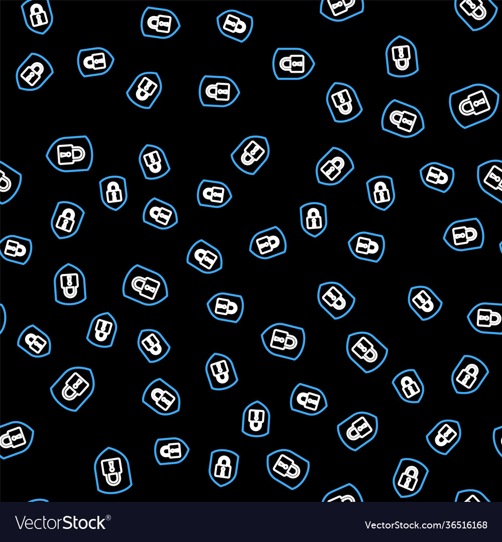 Line shield security with lock icon isolated