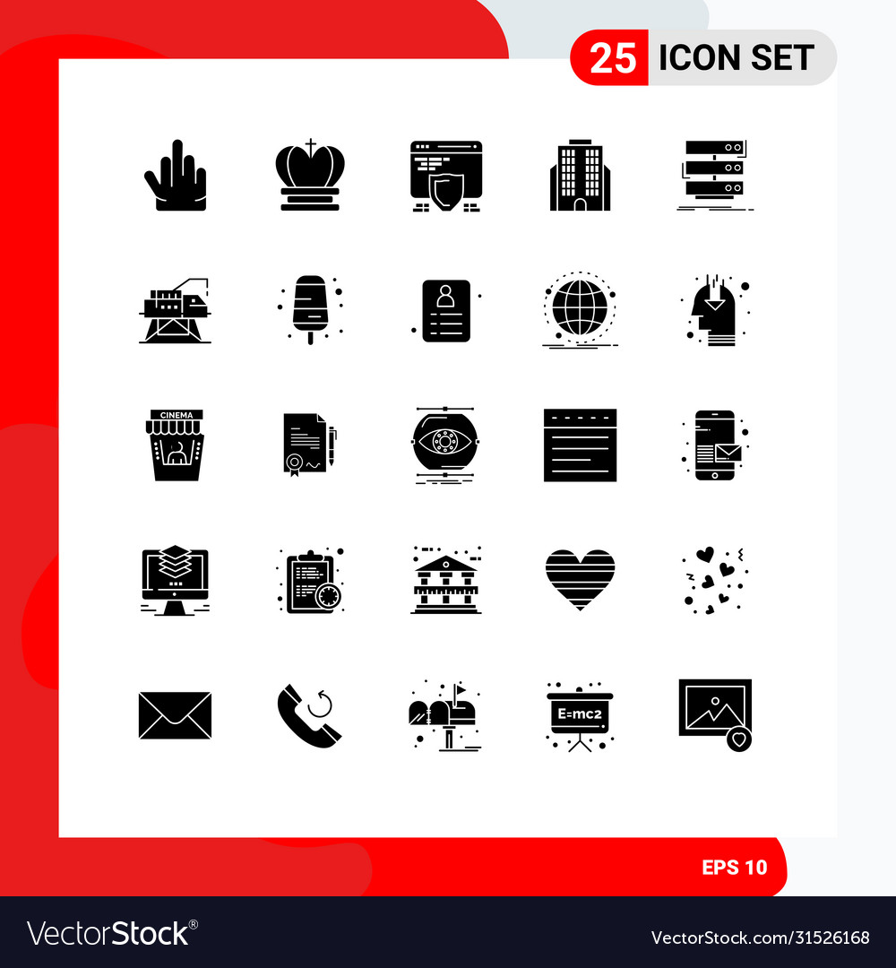 Modern set 25 solid glyphs and symbols