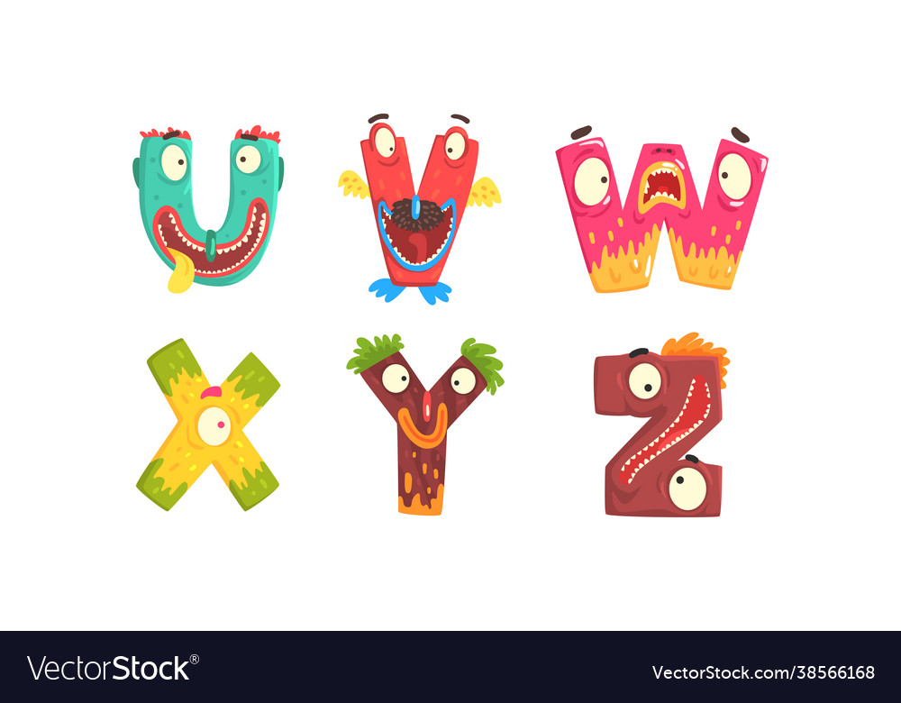 Monster alphabet with funny capital letter having