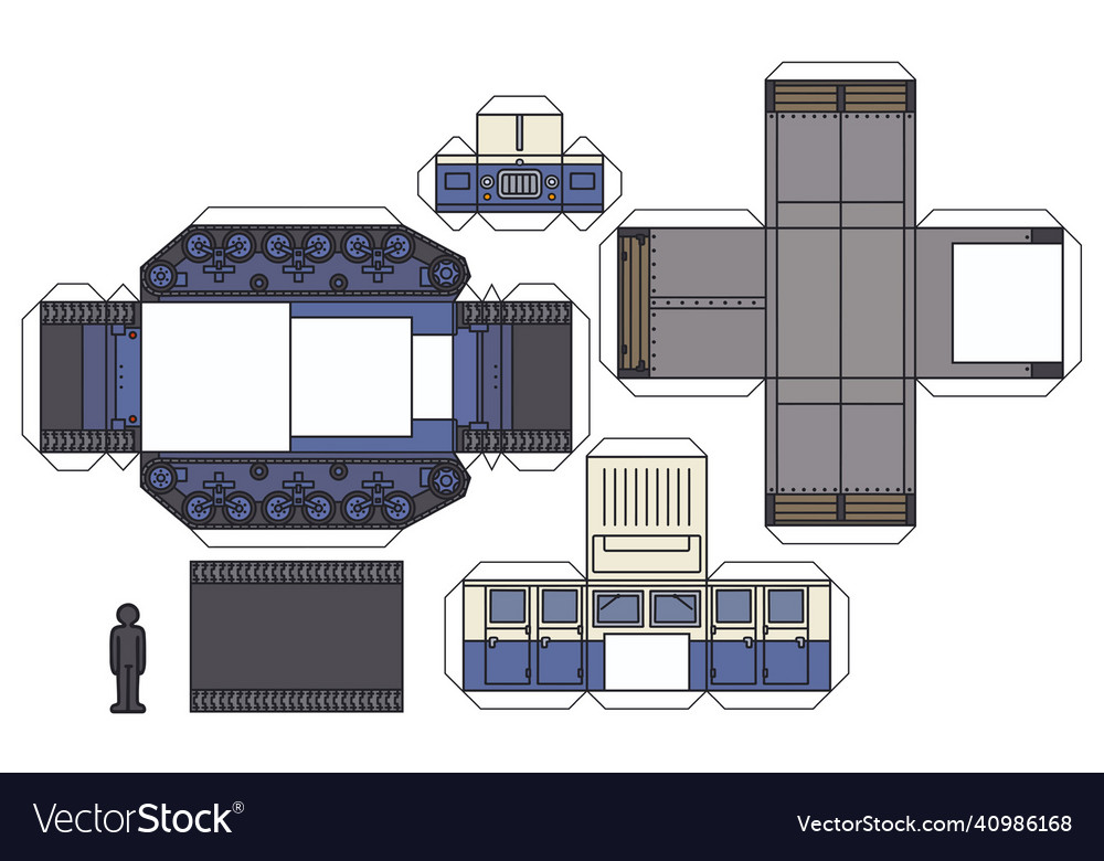 Paper model of an old tracked vehicle Royalty Free Vector