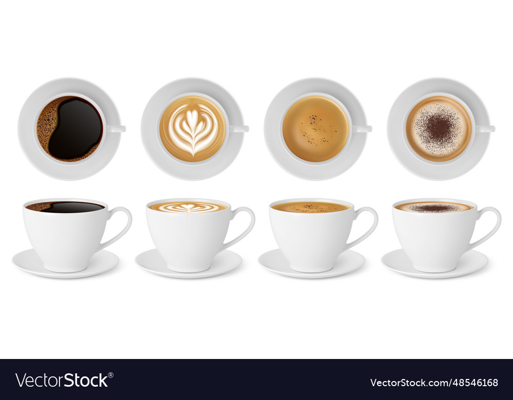 Realistic white coffee cup top view isolated Vector Image