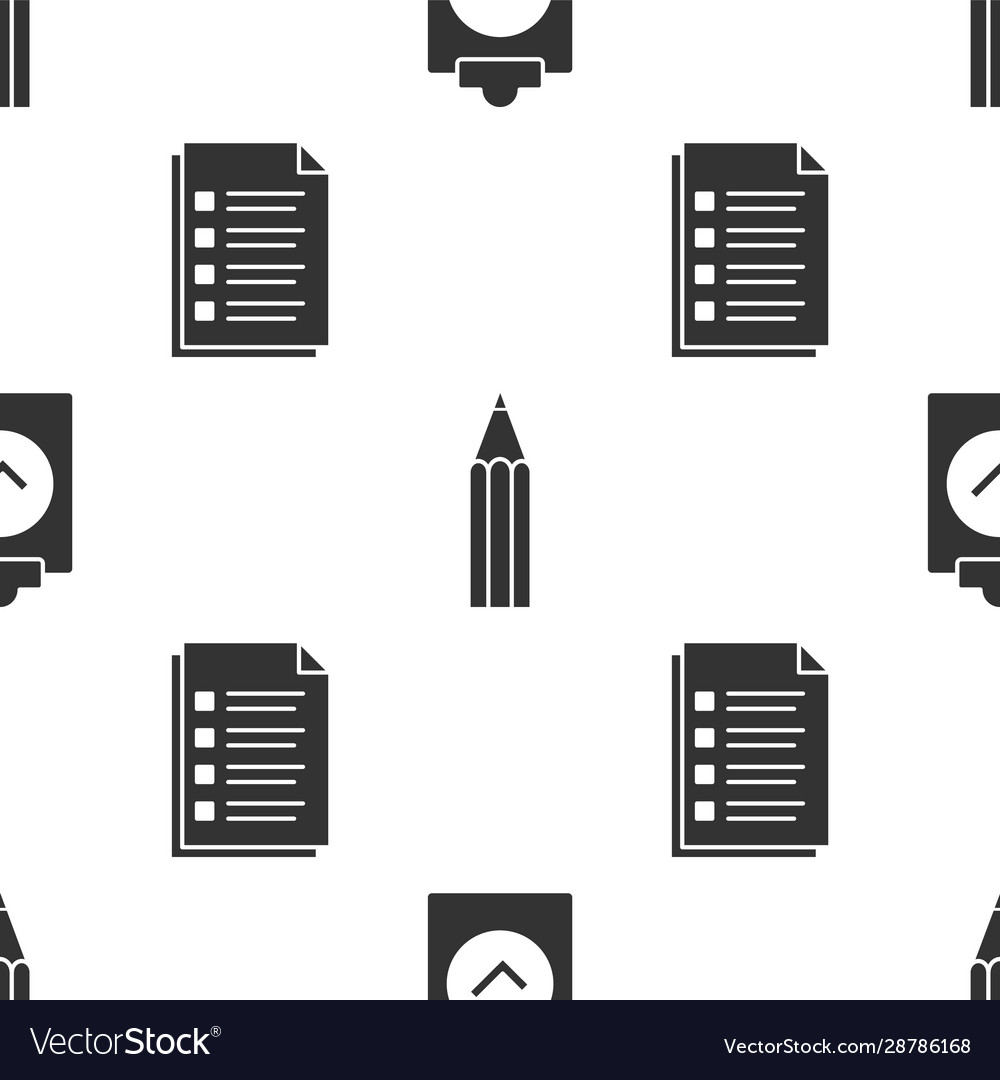 Set completed task pencil and file document vector image Set completed task pencil and file document