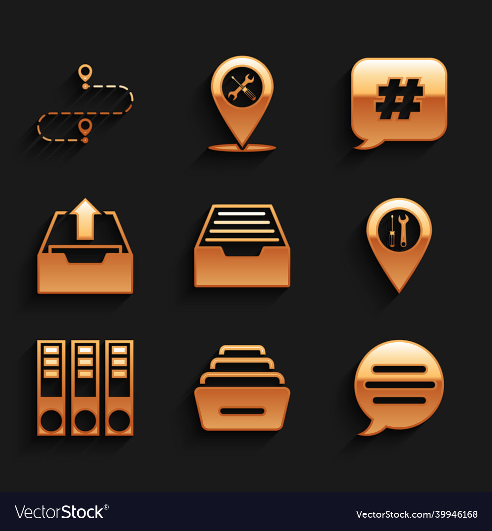 Set drawer with documents speech bubble chat Vector Image Set drawer with documents speech bubble chat