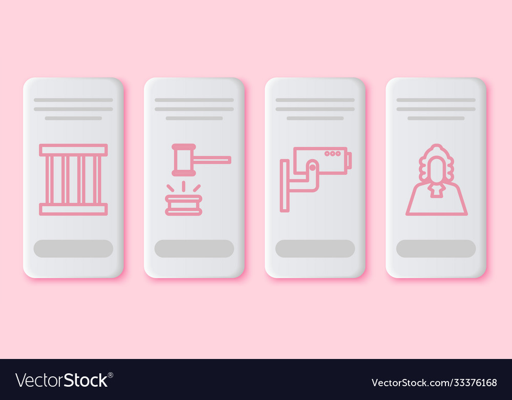 Set line prison window judge gavel security Vector Image Set line prison window judge gavel security