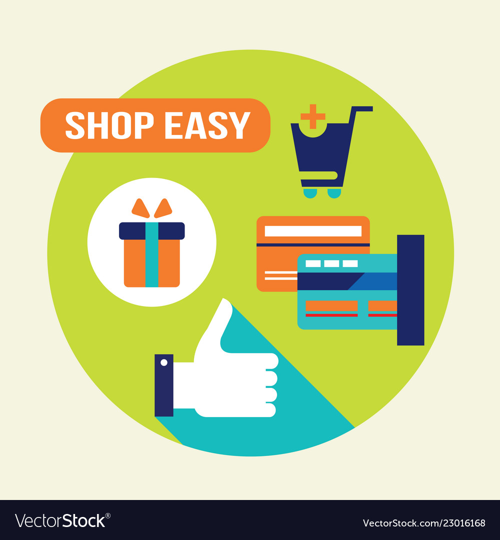 Shop easy e commerce online shopping and bank Vector Image