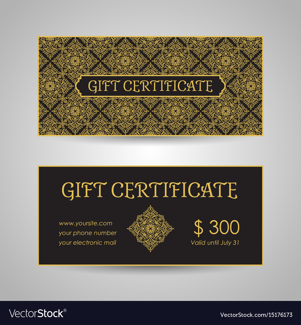 Arabic style gift certificate template Royalty Free Vector