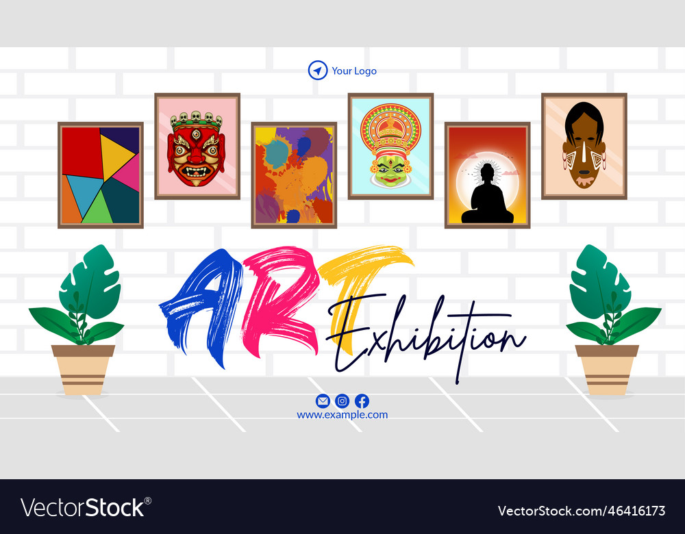 Art exhibition landscape banner template Vector Image