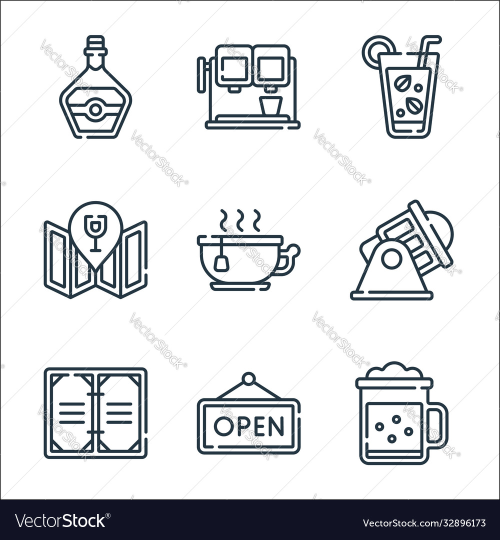 Bar line icons linear set quality