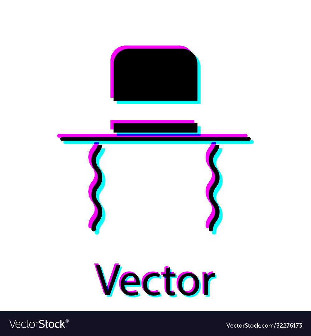 Black orthodox jewish hat with sidelocks icon