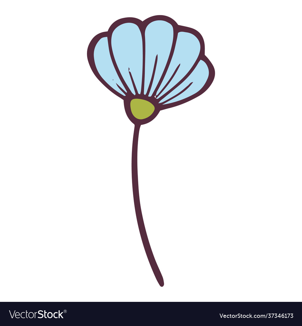 Blue flower icon hand drawn and outline style