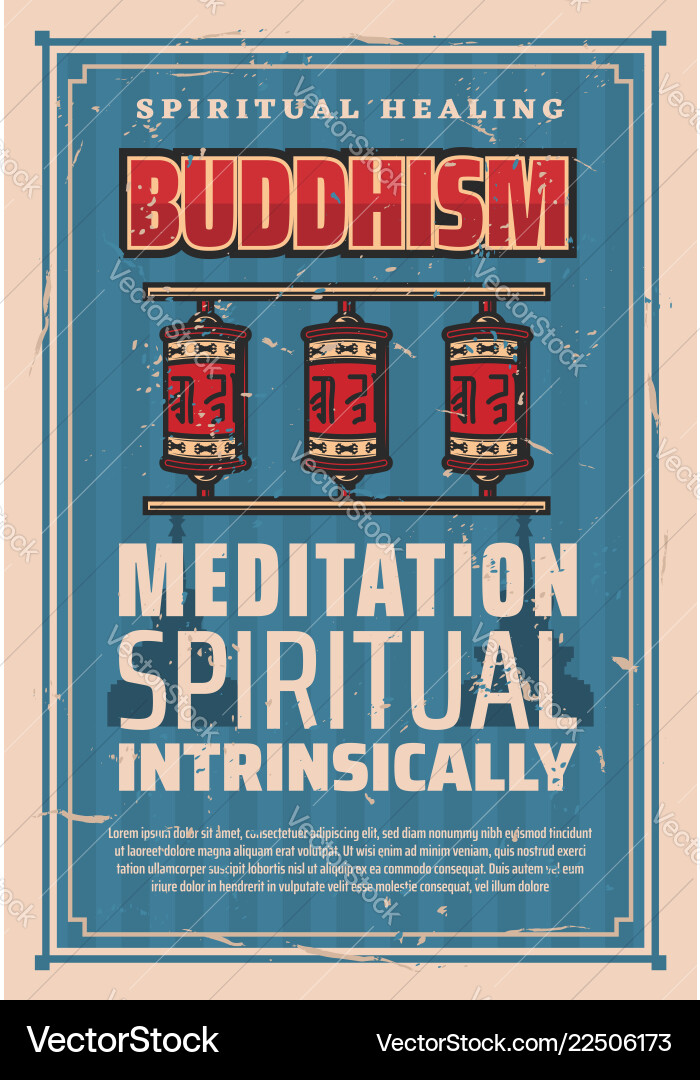 Buddhism religion prayer wheels Royalty Free Vector Image