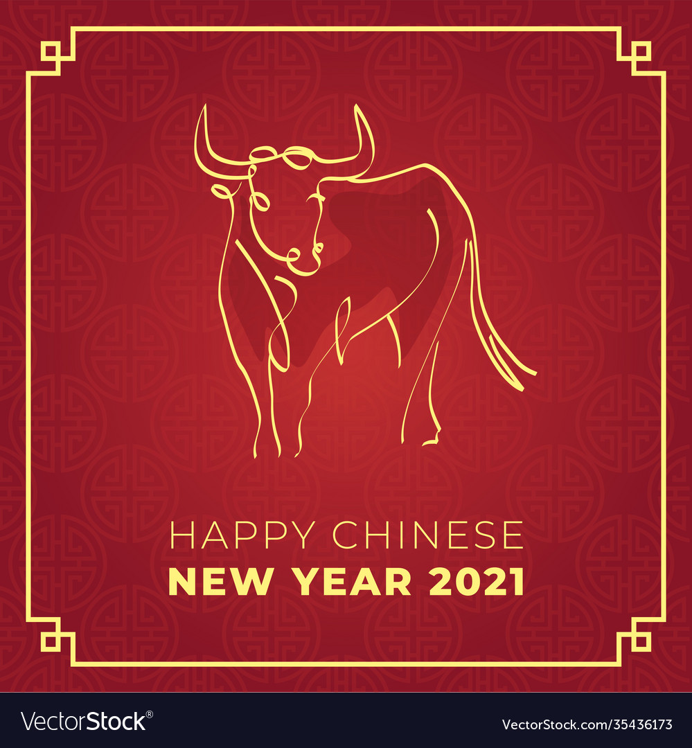 Chinese new year 2021 year cow Royalty Free Vector Image