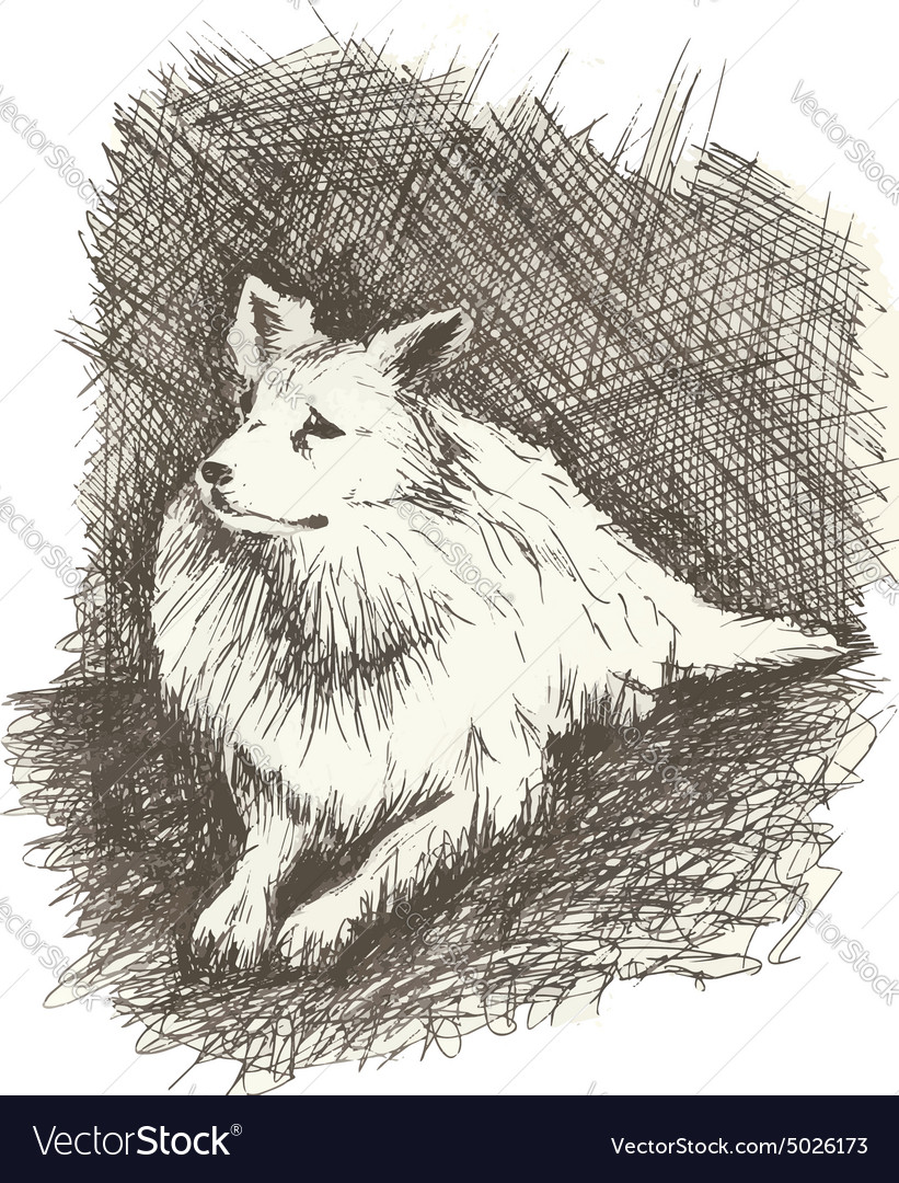 Dog in anddrawn engraving style by pen retro hound