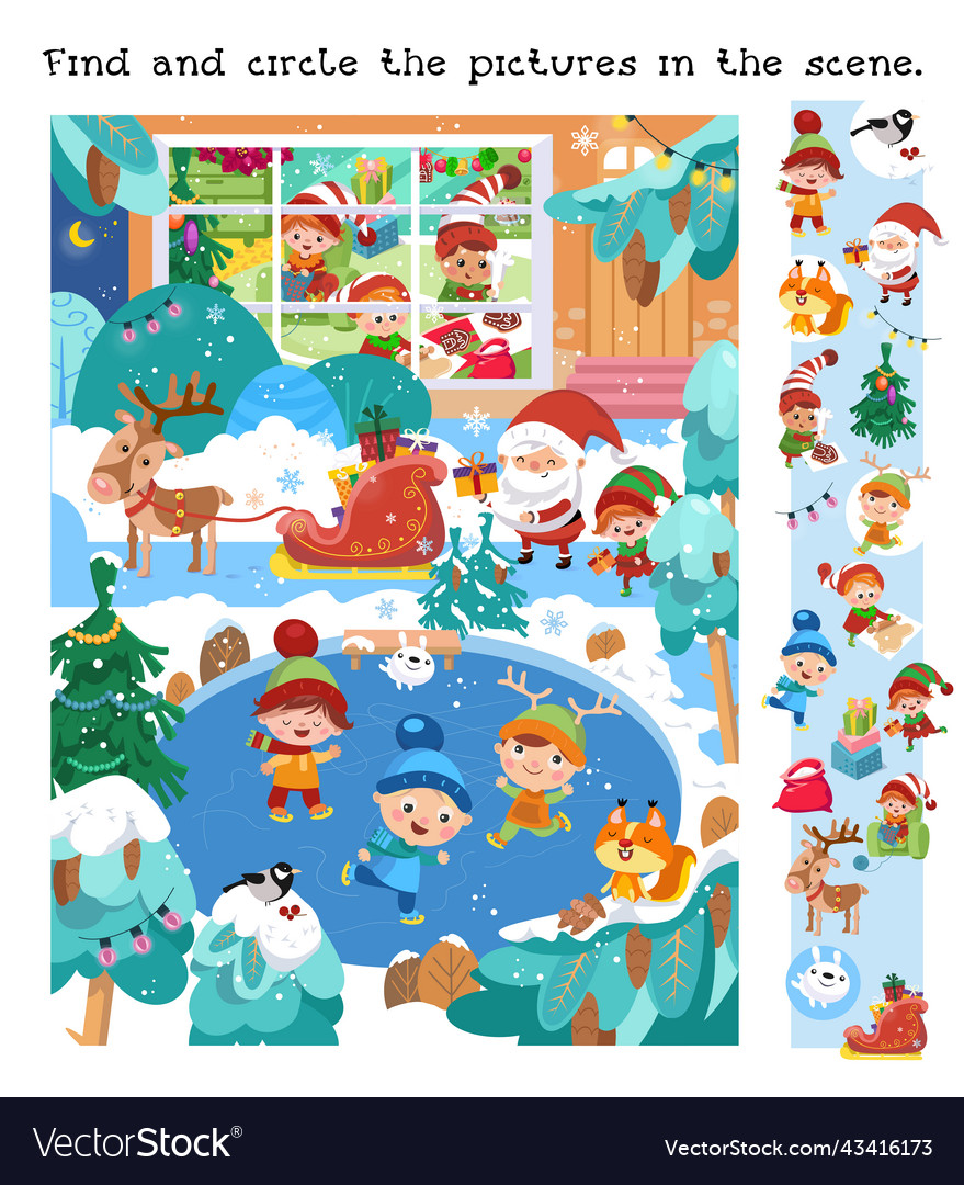 Find and circle objects educational game vector image Find and circle objects educational game