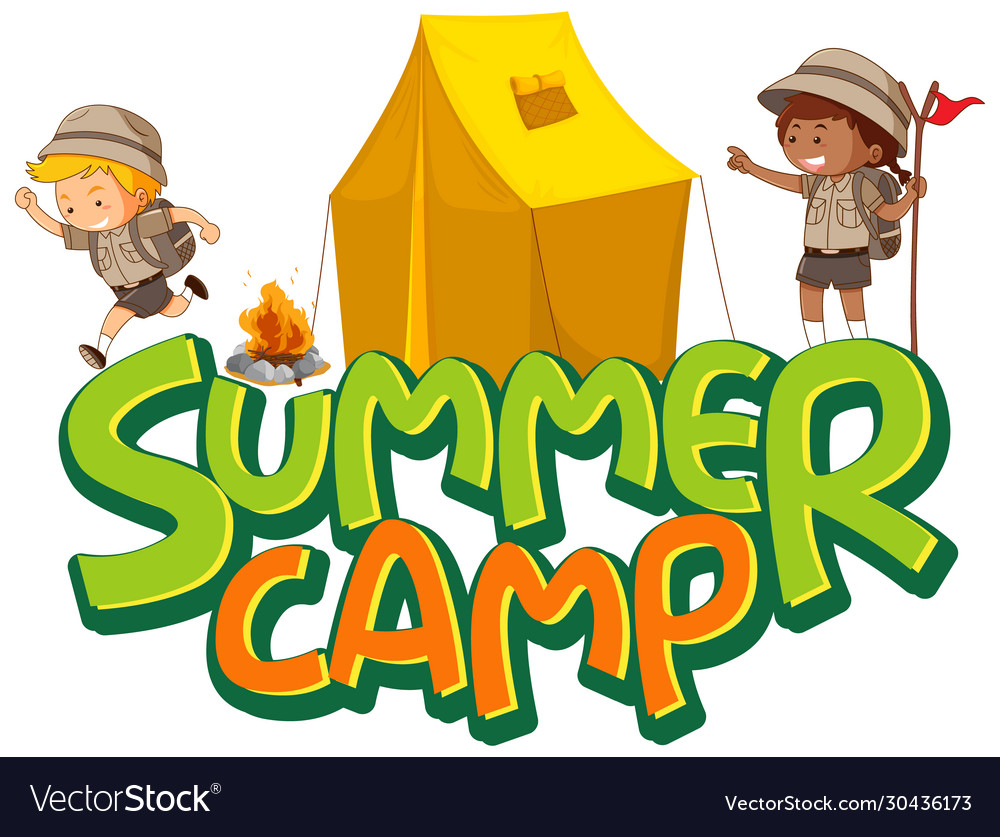 Font design for word summer camp with kids Vector Image