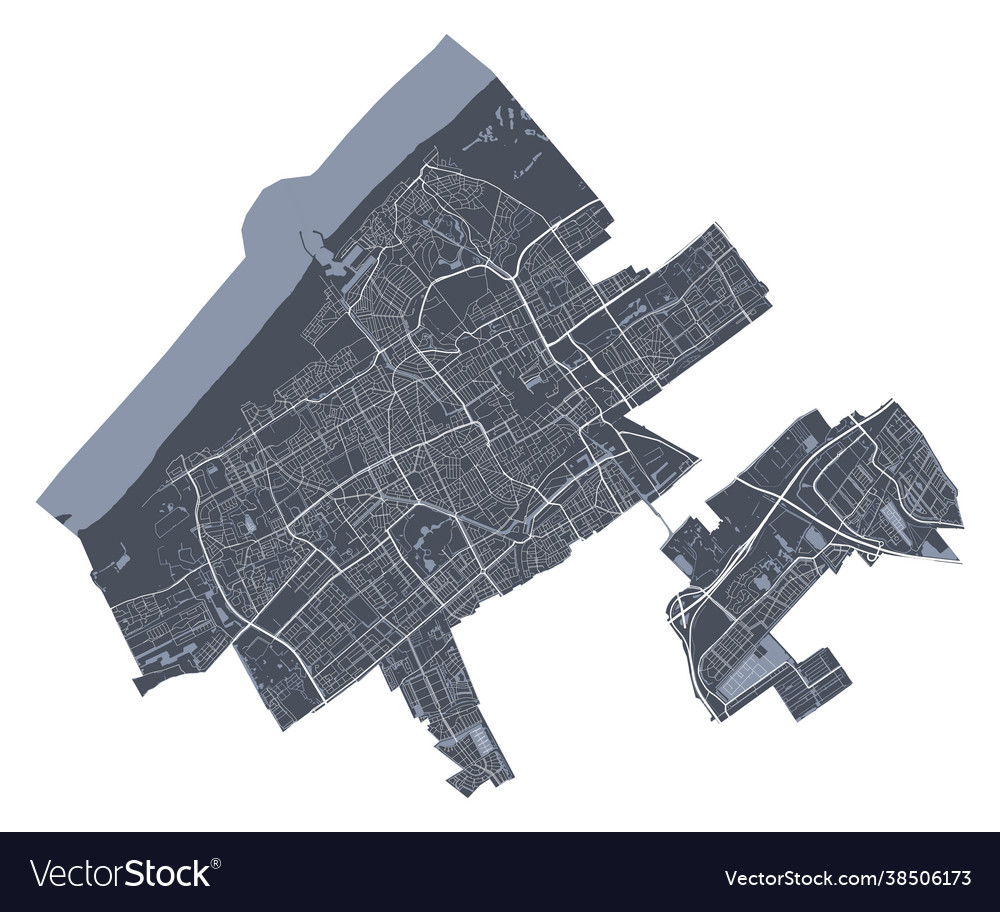 Hague map detailed map city poster Royalty Free Vector Image