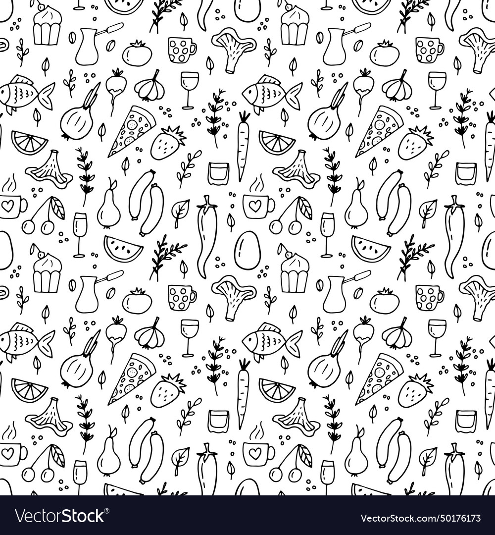 Hand drawn seamless pattern with different type Vector Image Hand drawn seamless pattern with different type