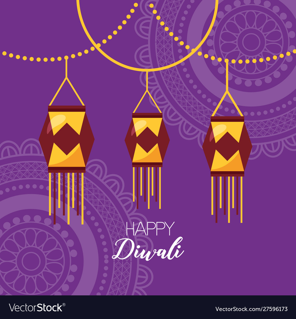 Happy diwali festival poster flat design Vector Image