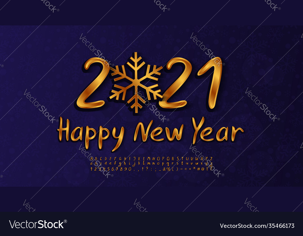 Happy new year 2021 greeting card golden