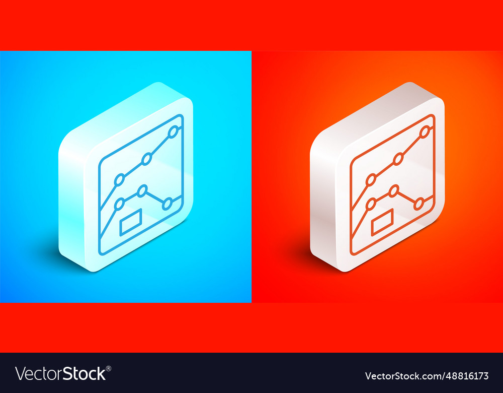 Isometric line graph schedule chart diagram vector image Isometric line graph schedule chart diagram